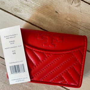 NWT~TORY BURCH~Alexa Leather Foldable Mini Wallet